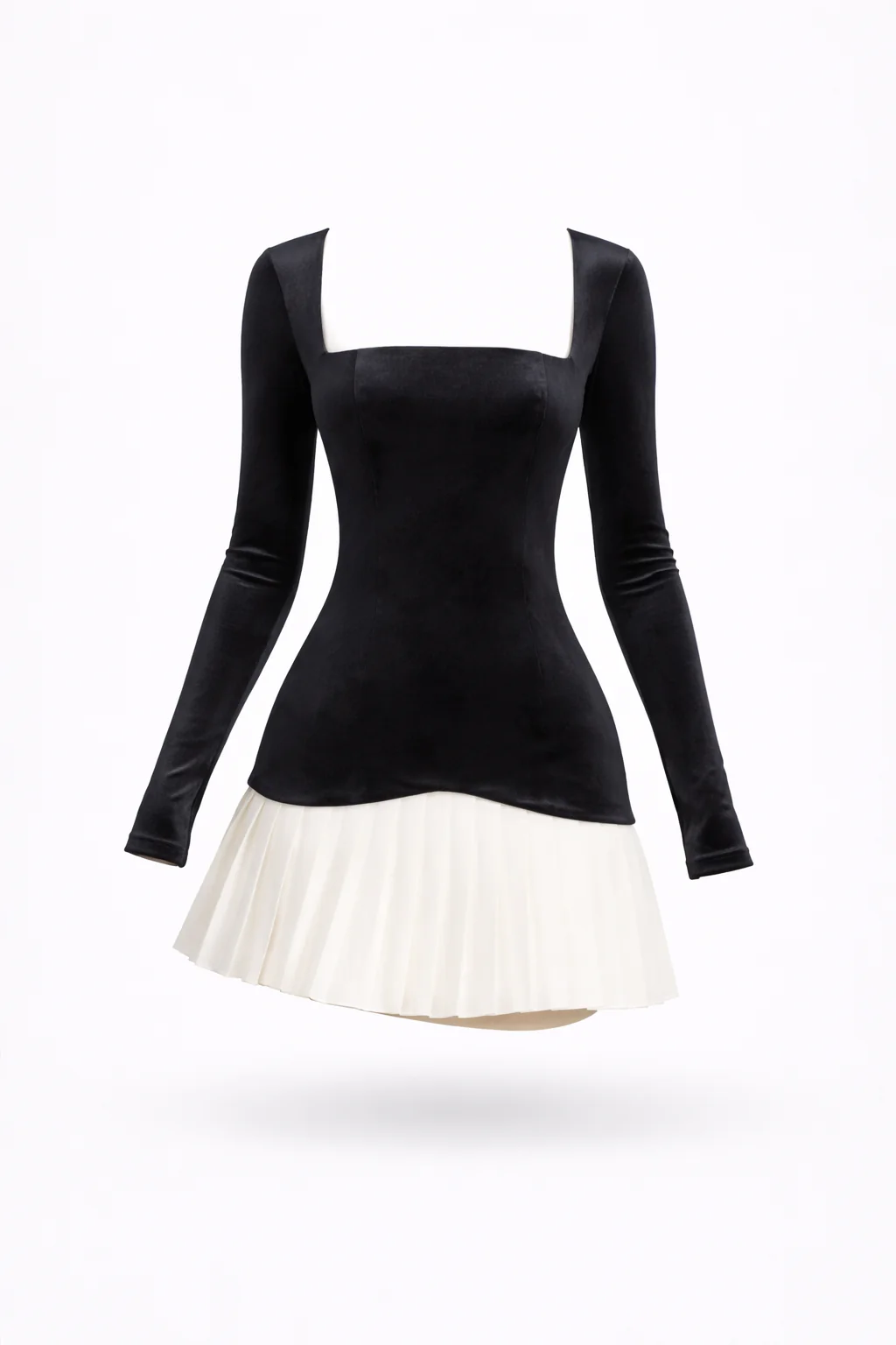 AVA MINI — Square-Neck Pleated Mini Dress - Image 4