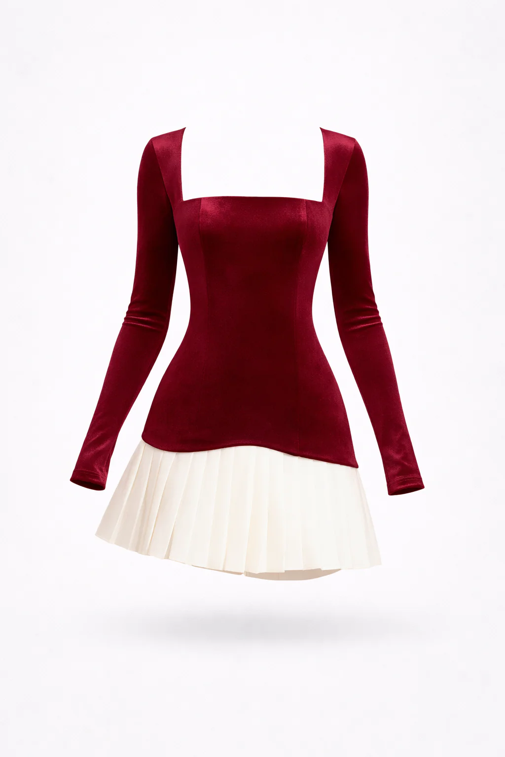 AVA MINI — Square-Neck Pleated Mini Dress - Image 7