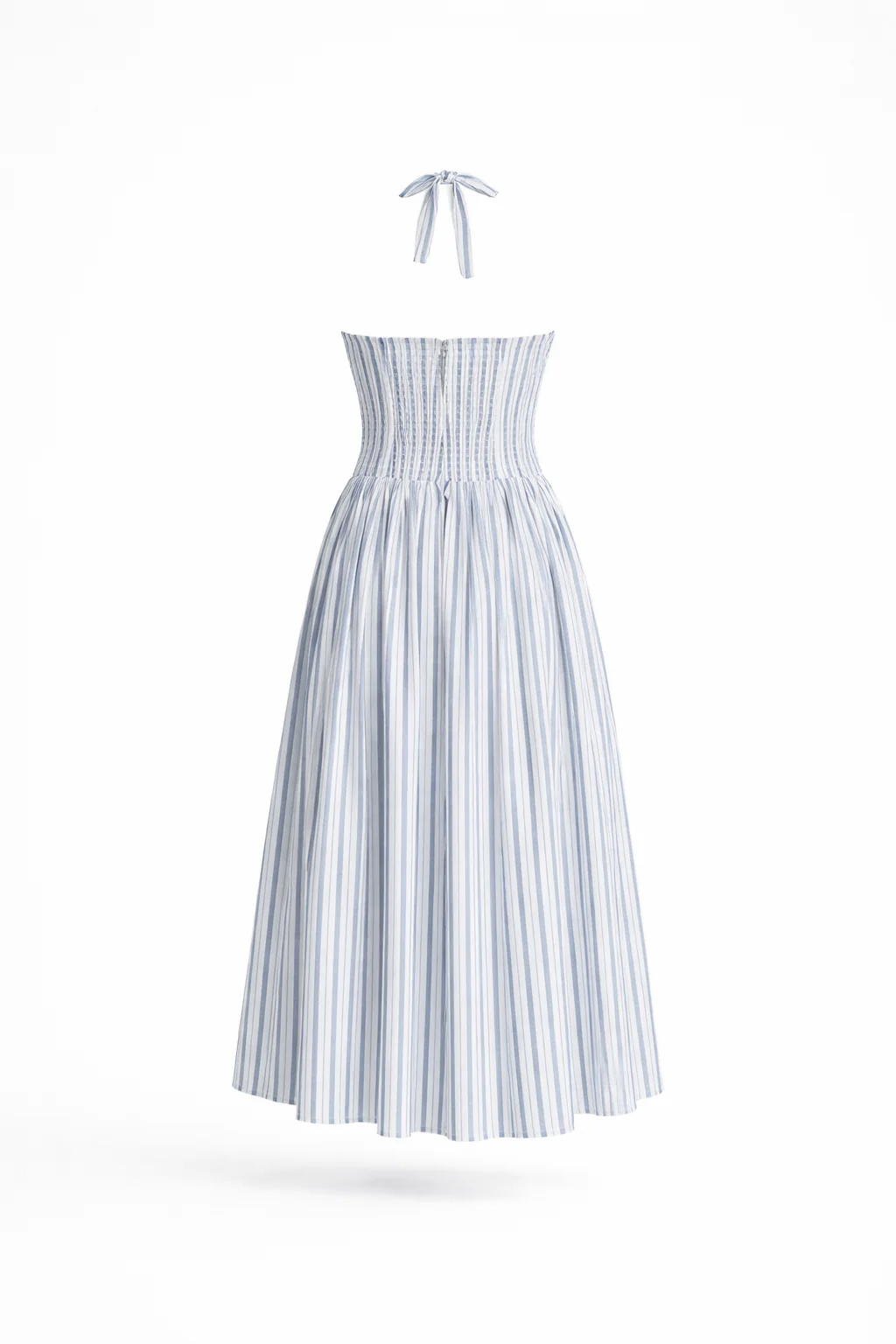 THE NEMA DRESS — Stripe Halter Midi with Bow Detail - Image 2