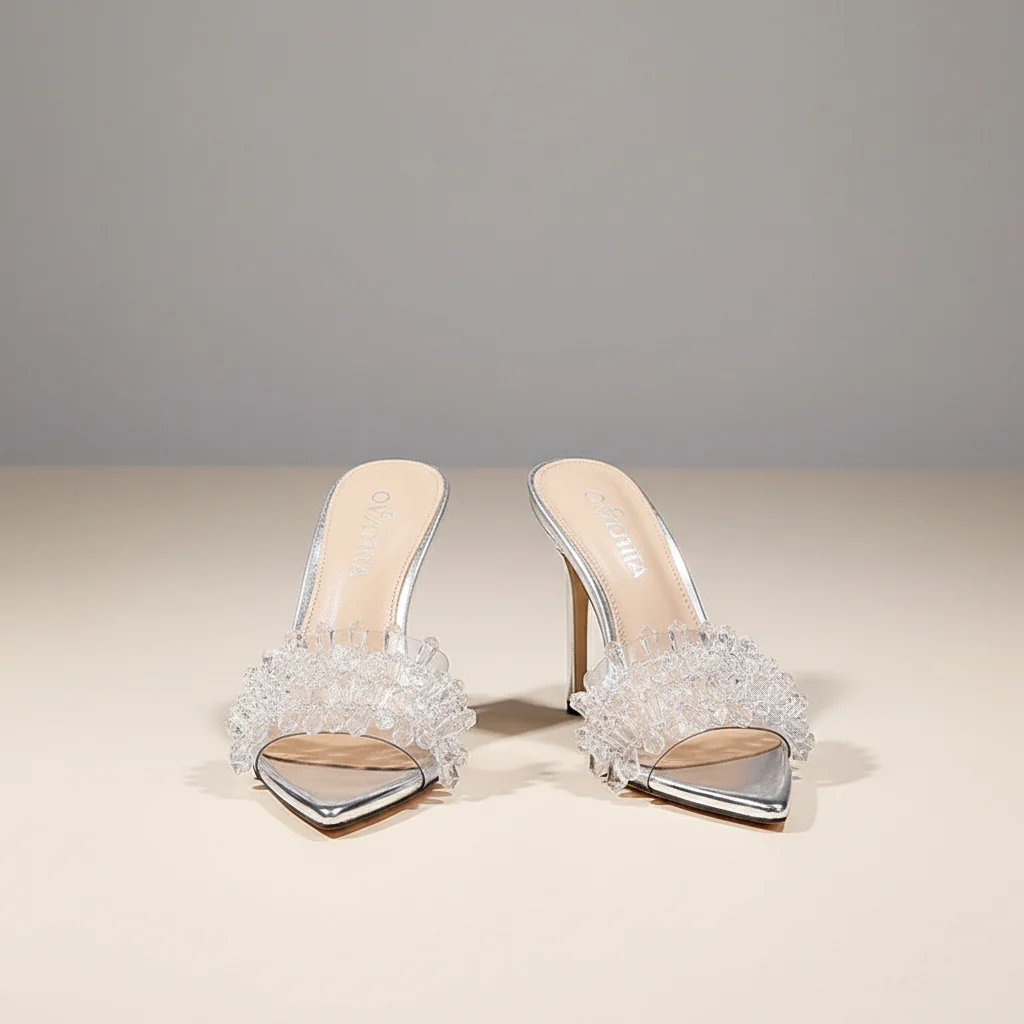Isla Crystal Cluster Clear Stiletto Mules - Image 5