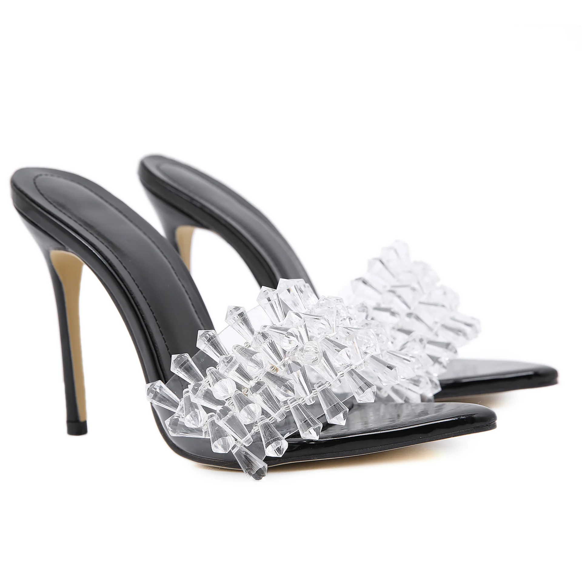 Isla Crystal Cluster Clear Stiletto Mules - Image 6