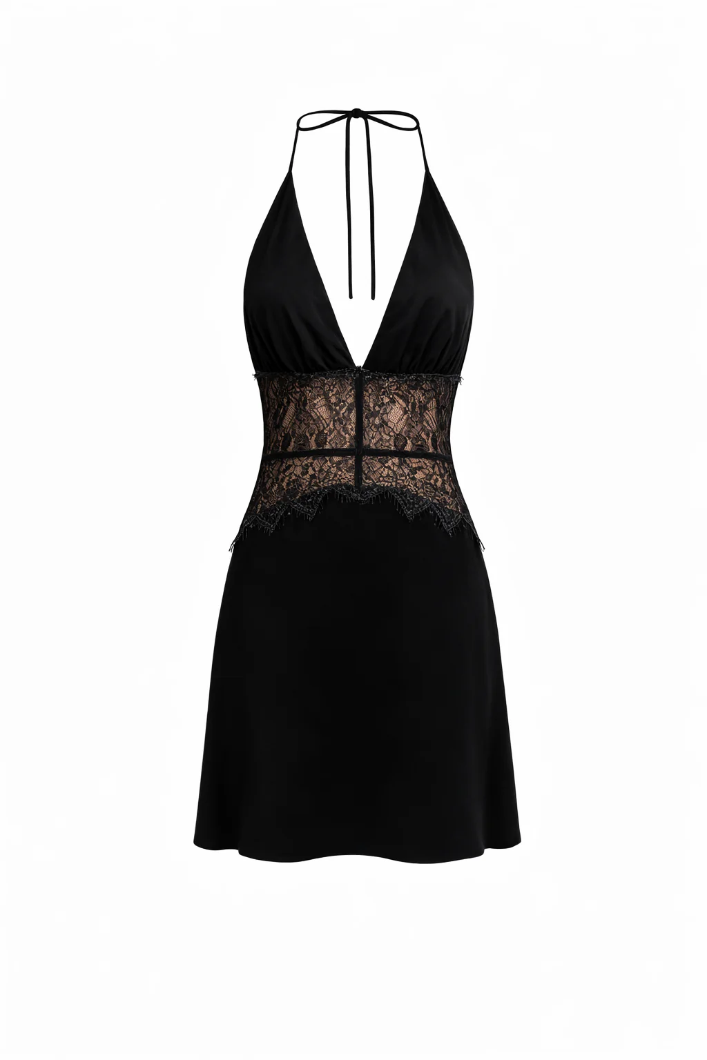 VALENCIA GOWN — Halter Deep-V Satin Maxi with Lace Waist - Image 8