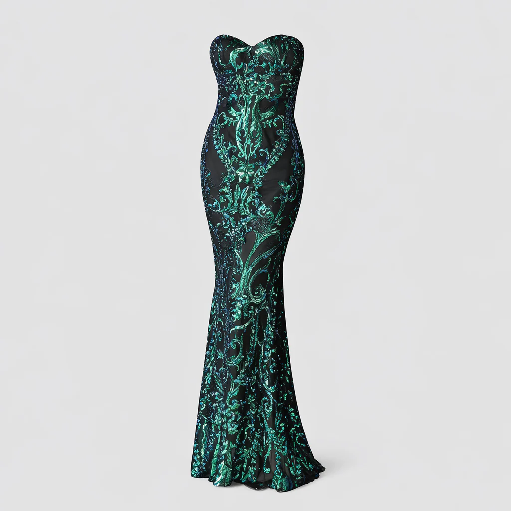 Baroque Gown— Strapless Sequin Embroidered Mermaid Dress - Image 5