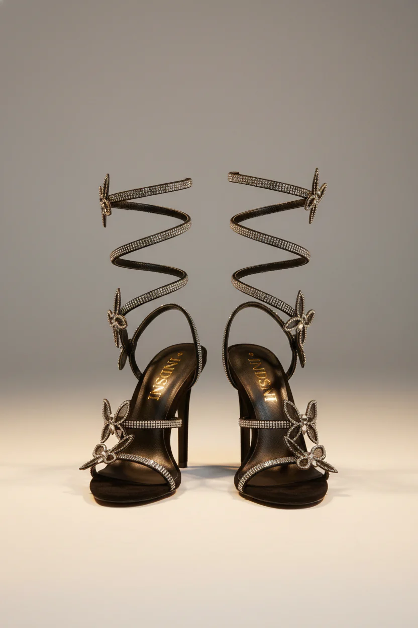 Luna Butterfly Wrap Stiletto Sandals - Image 3