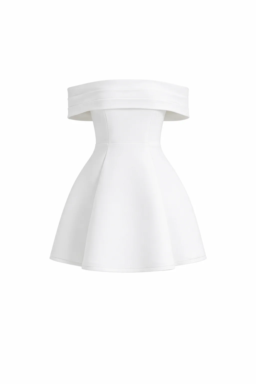 SERENA DRESS — Off-Shoulder Colorblock Mini with Structured Skirt - Image 4