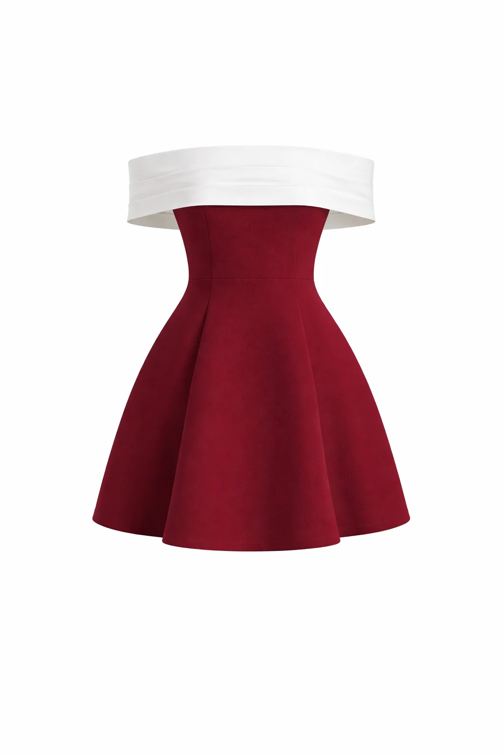 SERENA DRESS — Off-Shoulder Colorblock Mini with Structured Skirt - Image 5