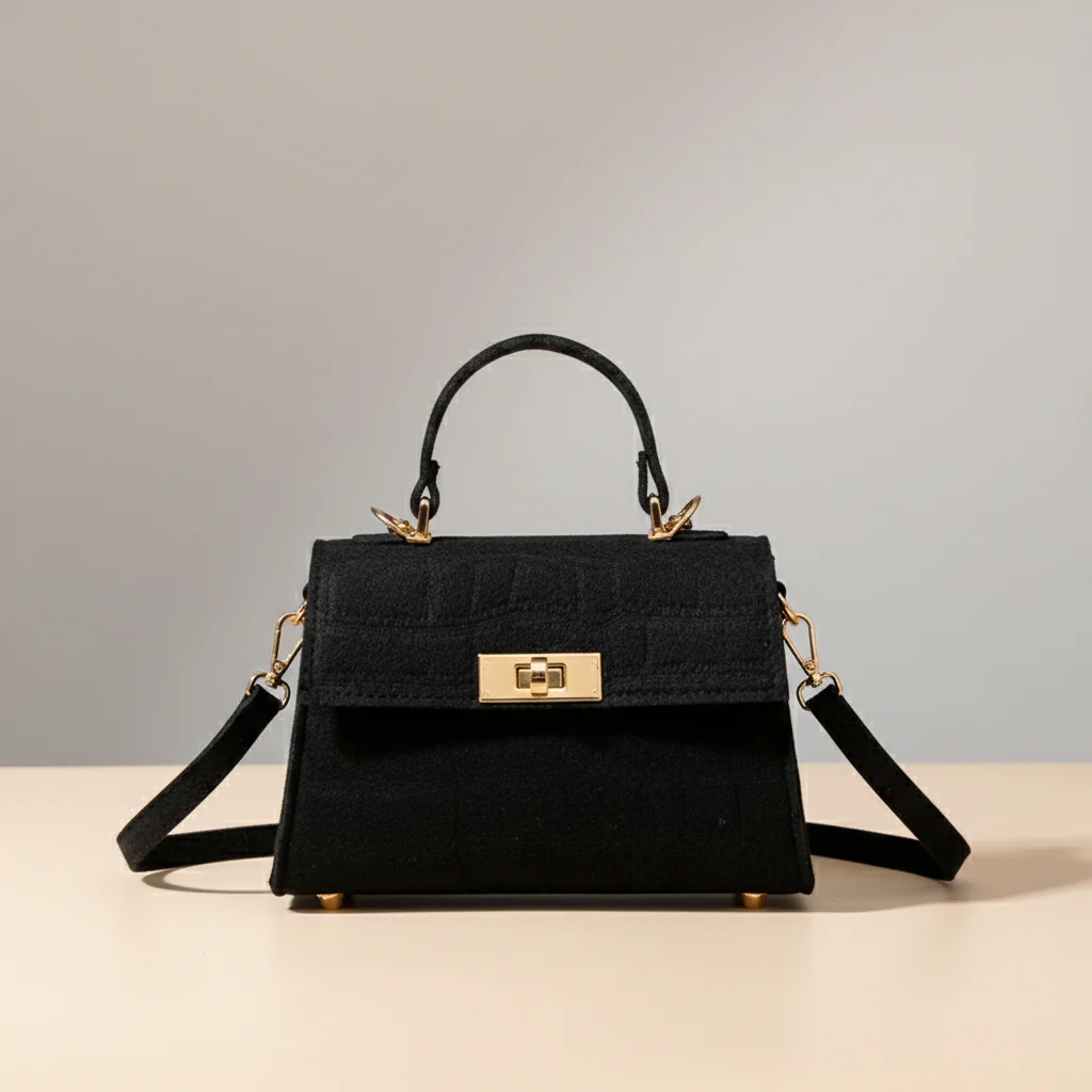 SIENNA BAG — Structured Croc-Embossed Mini Top-Handle - Image 3