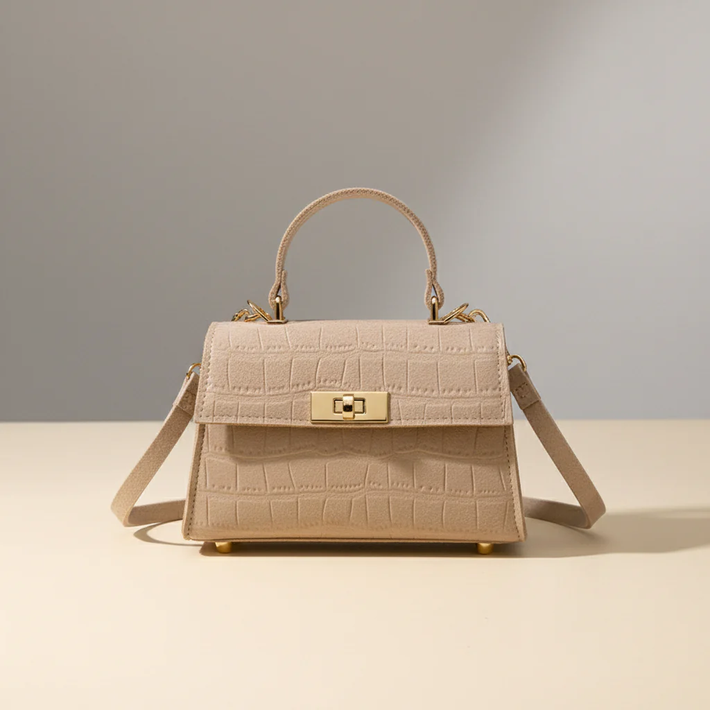 SIENNA BAG — Structured Croc-Embossed Mini Top-Handle - Image 5