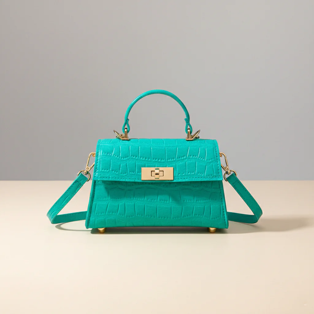 SIENNA BAG — Structured Croc-Embossed Mini Top-Handle - Image 6