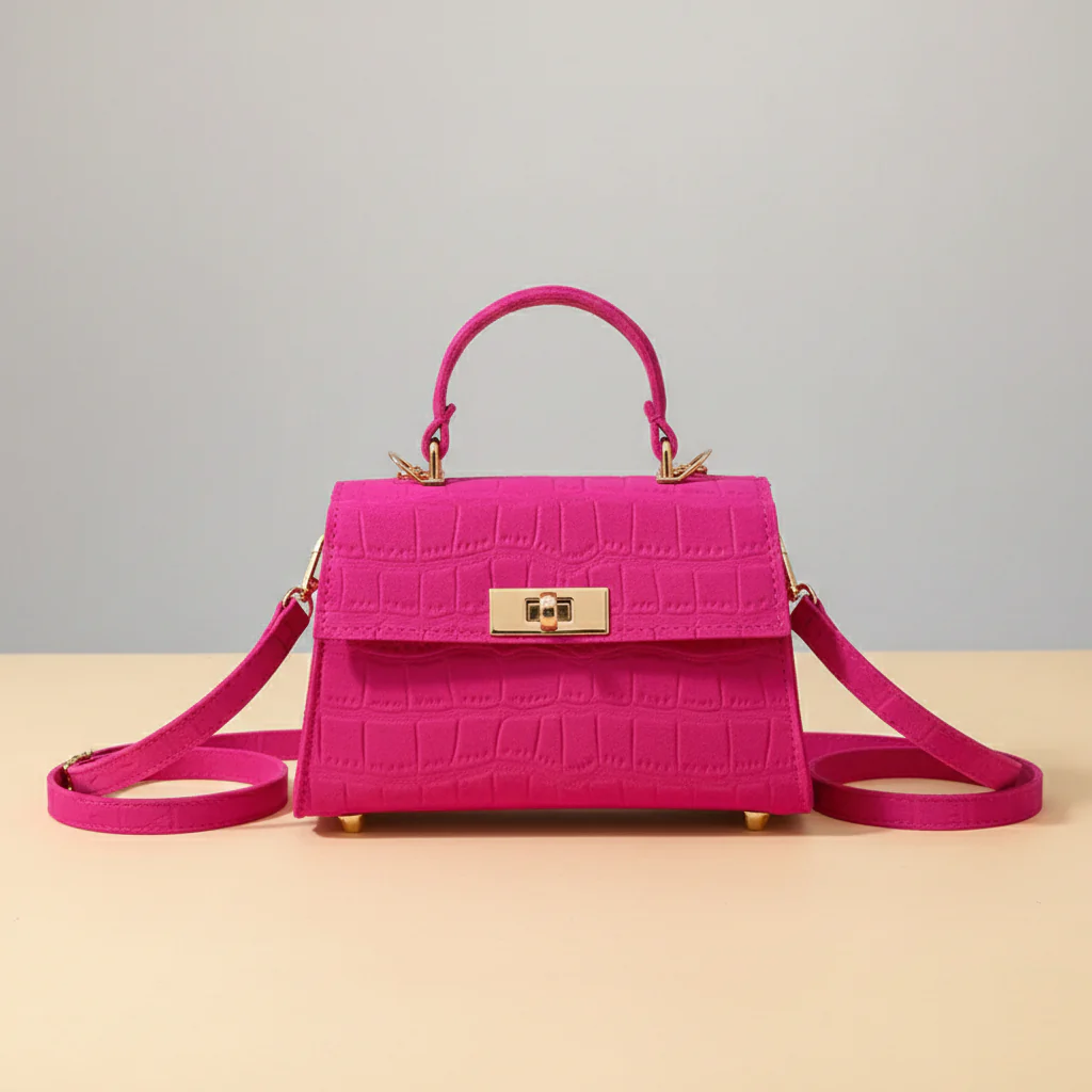 SIENNA BAG — Structured Croc-Embossed Mini Top-Handle - Image 7