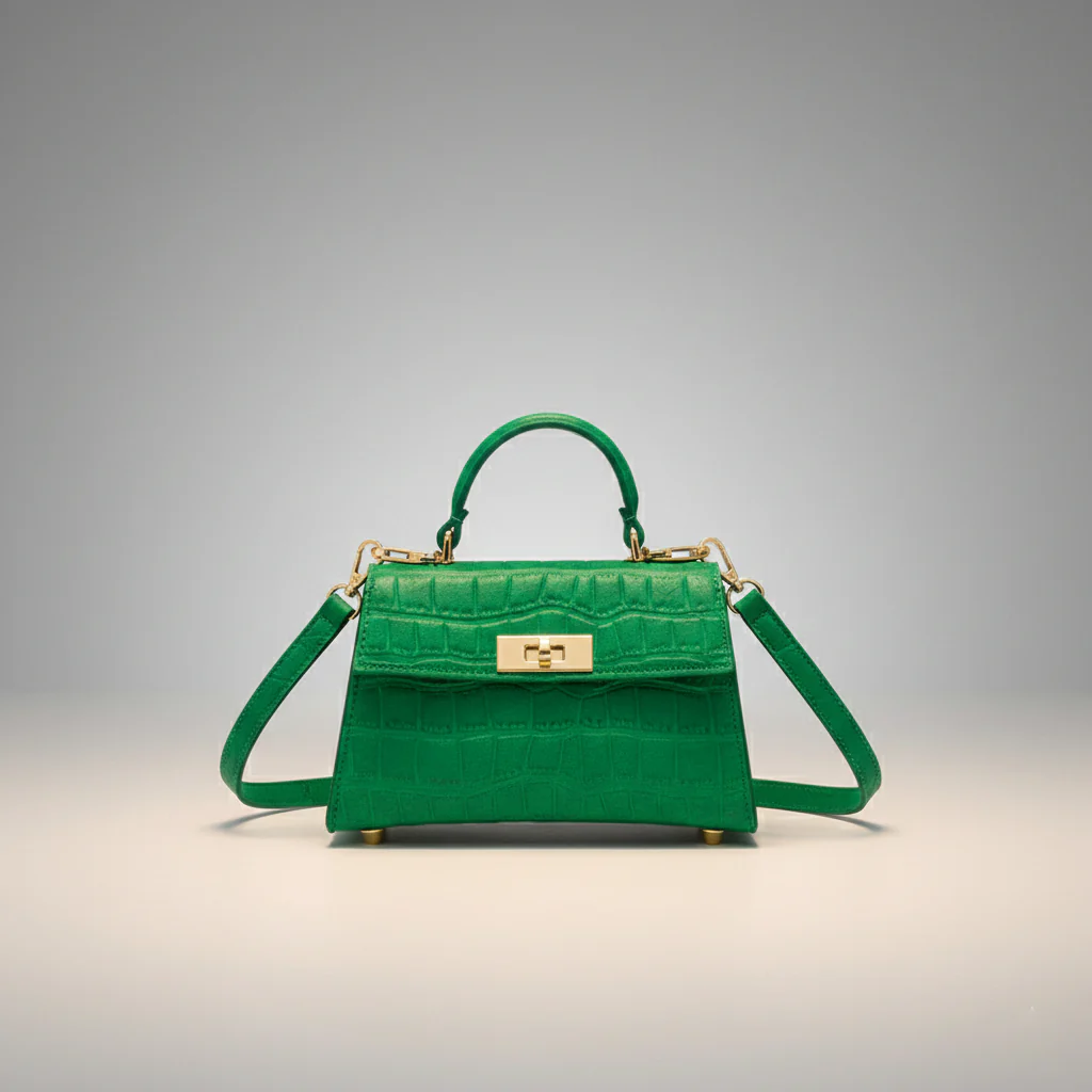SIENNA BAG — Structured Croc-Embossed Mini Top-Handle - Image 8