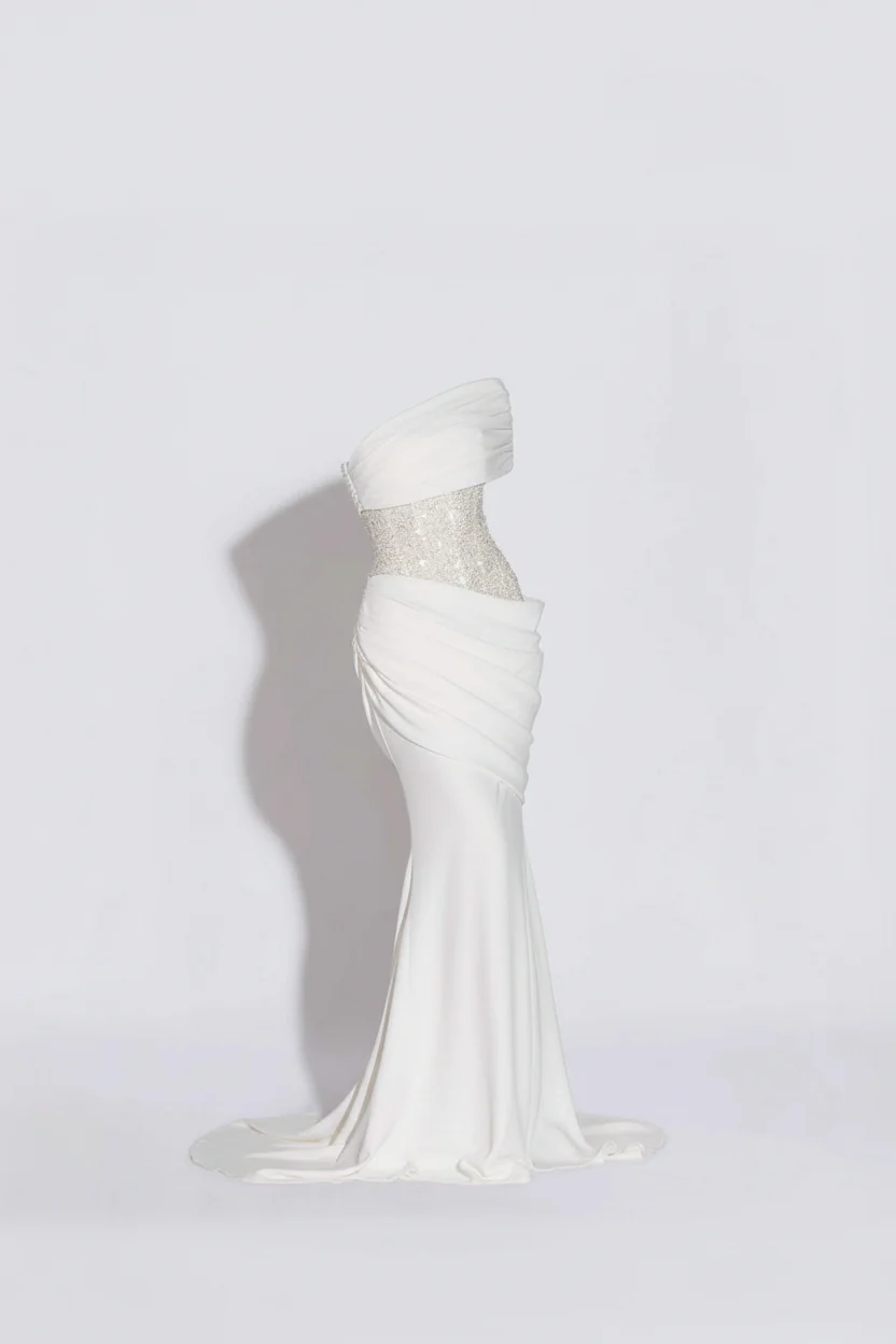 ALBA DRESS — Draped Strapless Maxi - Image 3