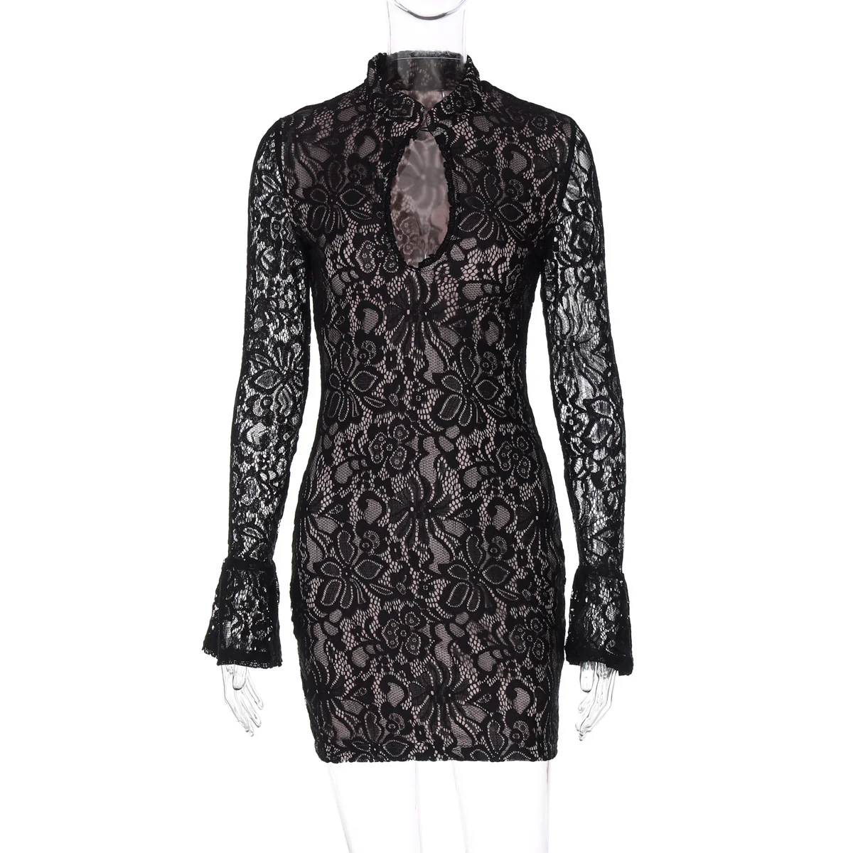 Delilah Lace Keyhole Mini Dress - Image 3