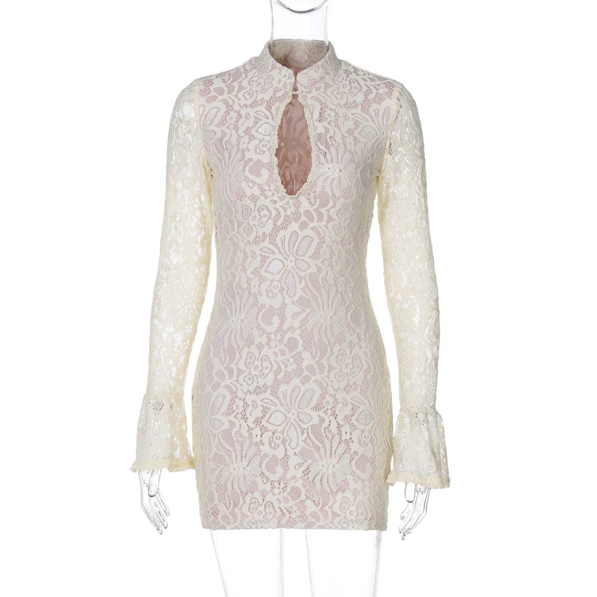 Delilah Lace Keyhole Mini Dress - Image 4
