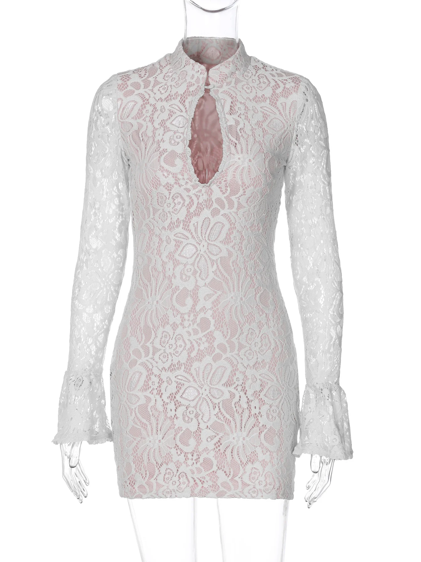 Delilah Lace Keyhole Mini Dress - Image 5