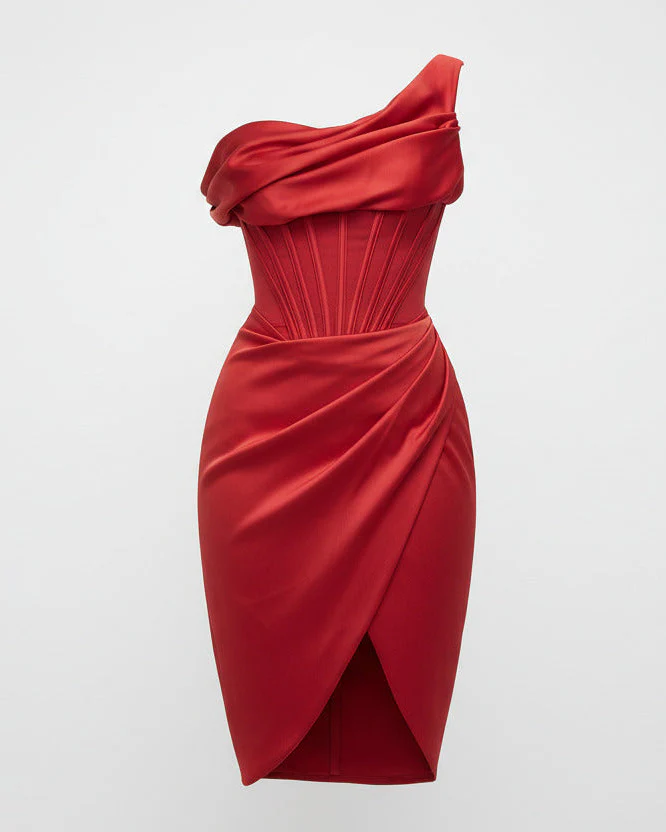 AURELIA DRESS — Asymmetric Corset Midi with Slit - Image 4