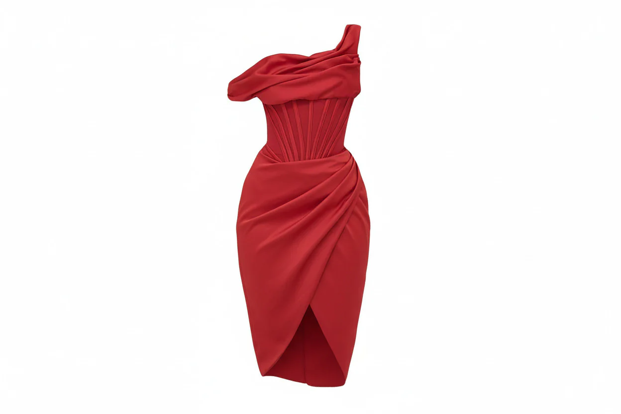 AURELIA DRESS — Asymmetric Corset Midi with Slit - Image 6