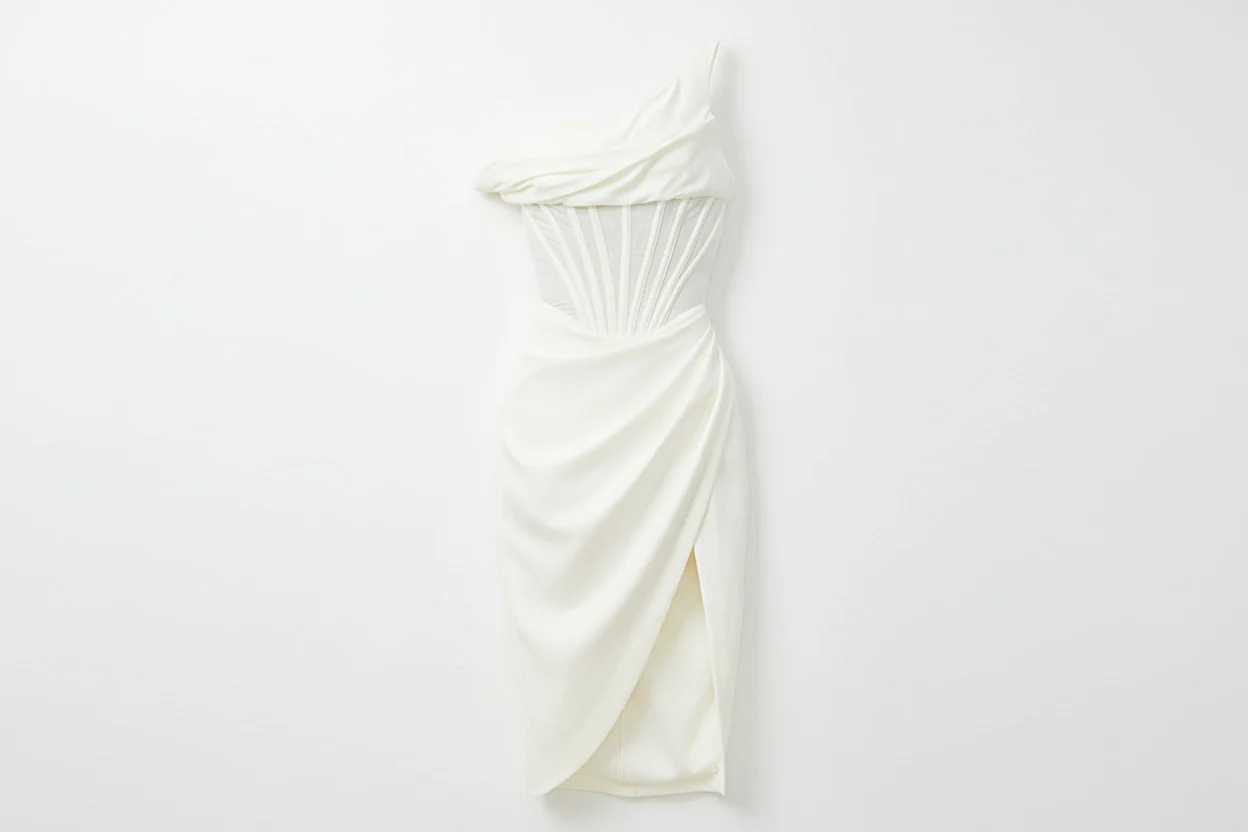 AURELIA DRESS — Asymmetric Corset Midi with Slit - Image 8