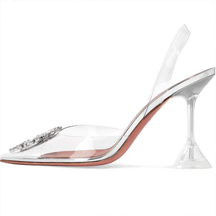 Celeste Crystal Embellished Clear Heeled Mules - Image 3