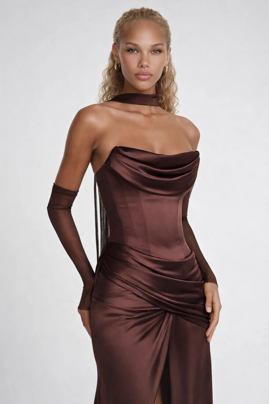 THE GENEVIEVE GOWN — Corset Cowl-Neck Maxi with Detachable Drape - Image 3