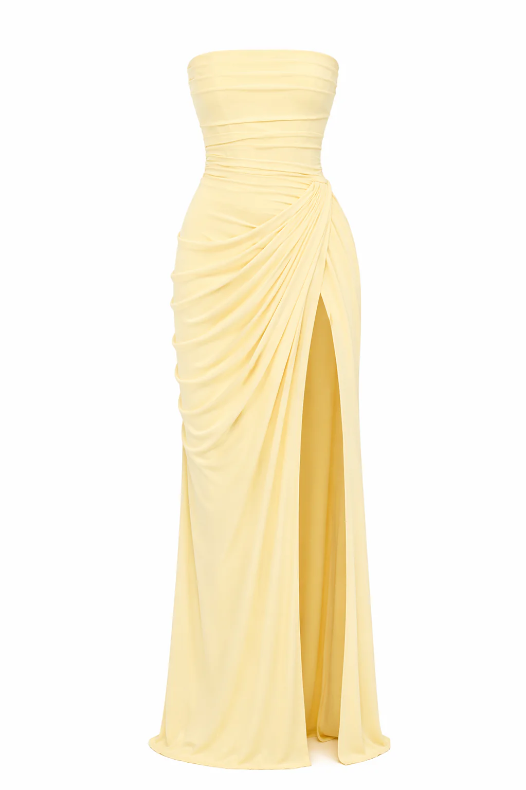 CELESTE MAXI — Strapless Ruched Slit Gown - Image 4