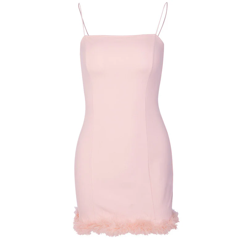 Aspen Feather-Hem Bodycon Mini Dress - Image 3