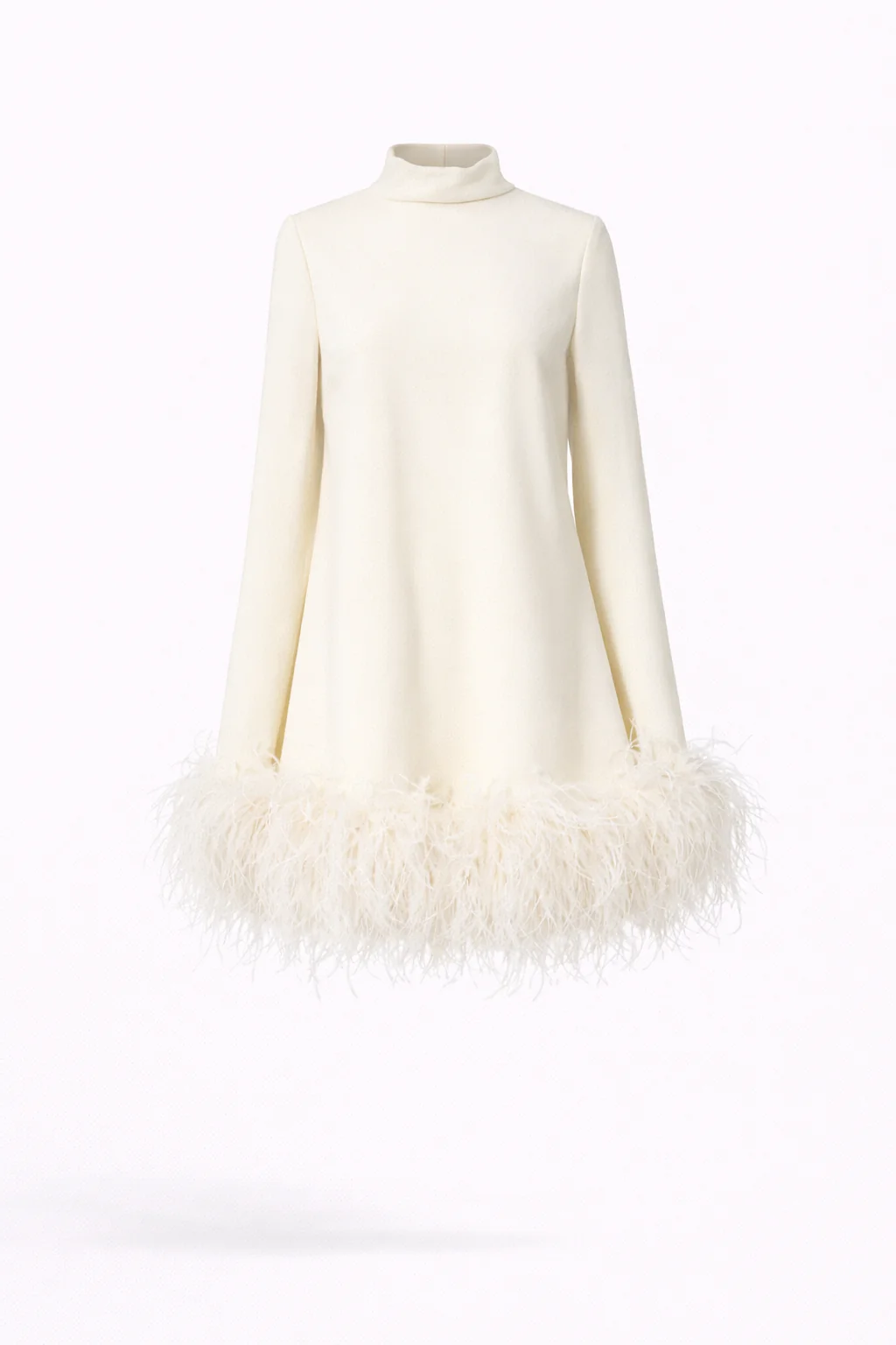 Odette Feather-Hem Turtleneck Mini Dress - Image 3