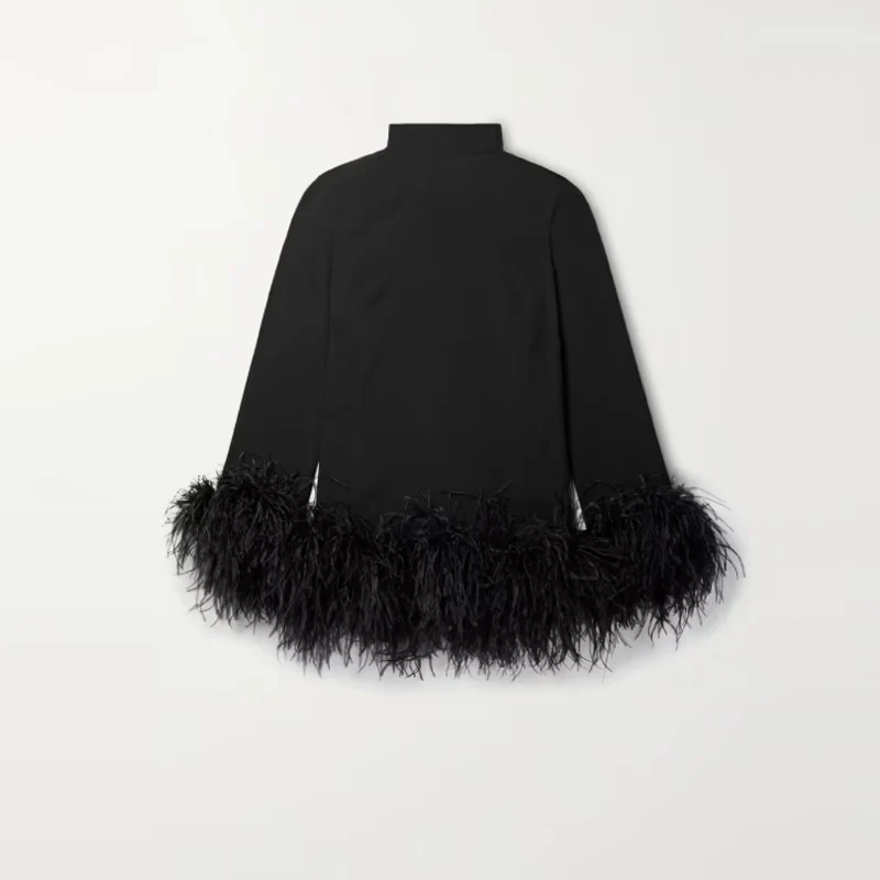 Odette Feather-Hem Turtleneck Mini Dress - Image 6