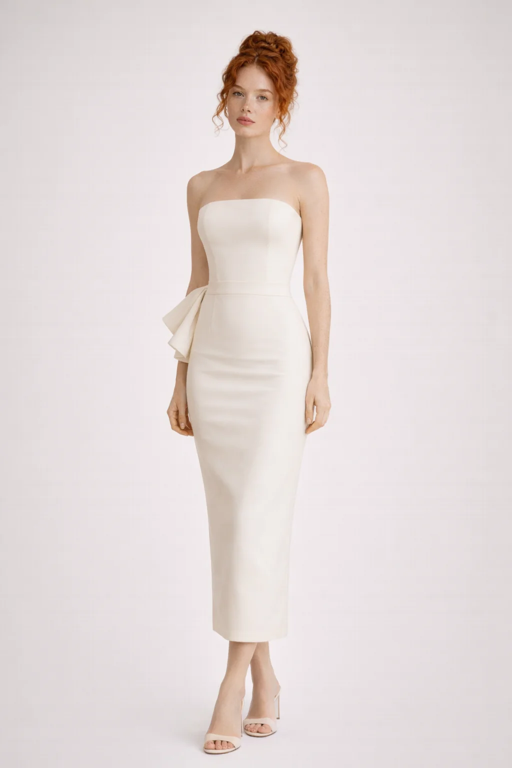 Margot Bow-Back Strapless Midi Dress