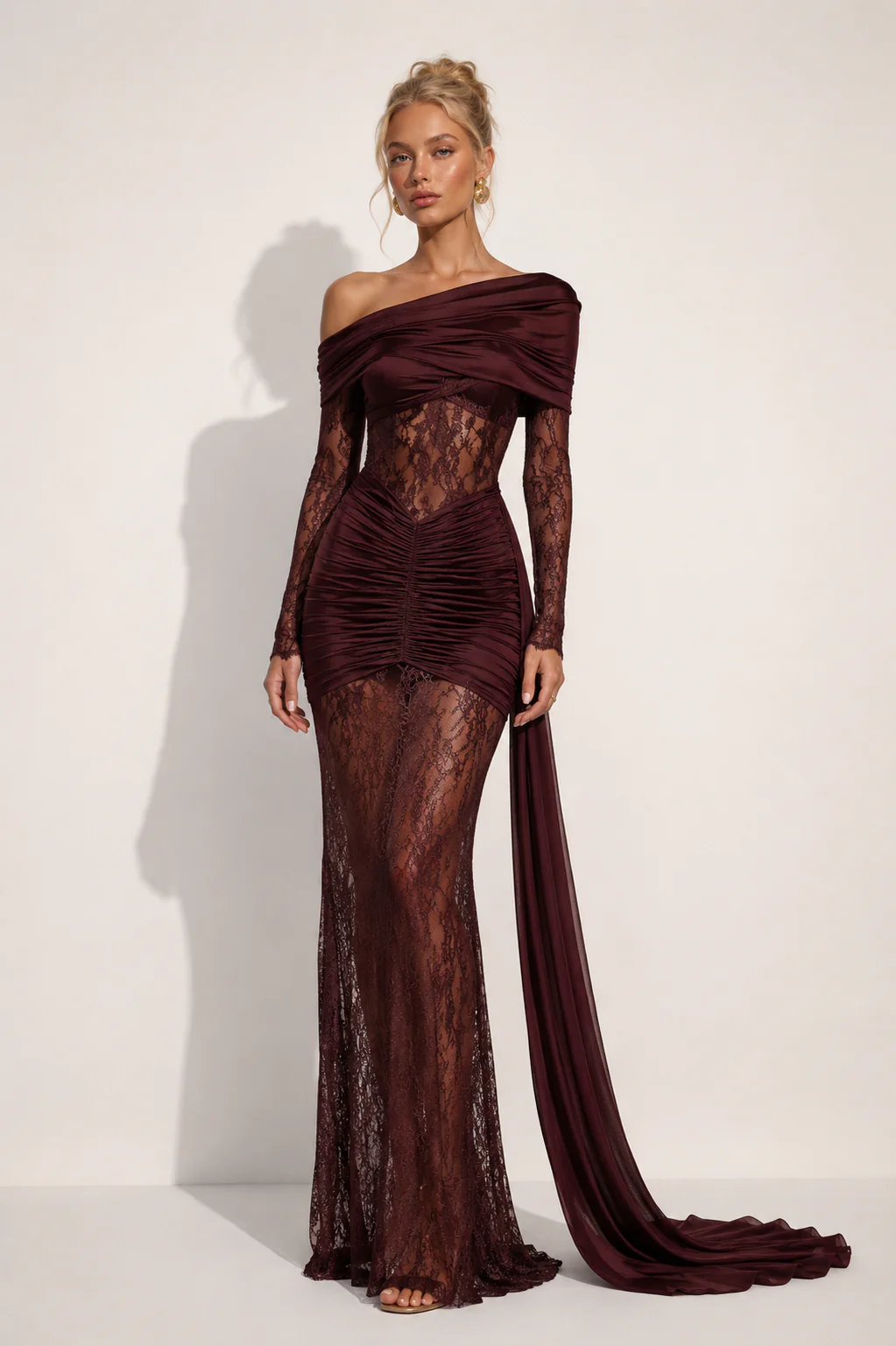 Alina Off-Shoulder Lace Maxi Dress