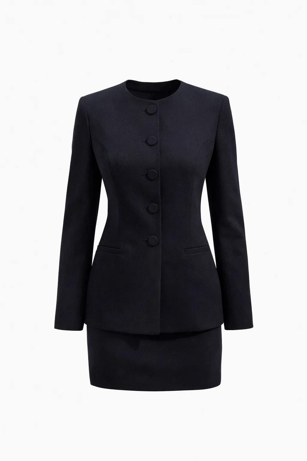 MADELEINE SET — Round-Neck Tailored Jacket with Mini Skirt - Image 5