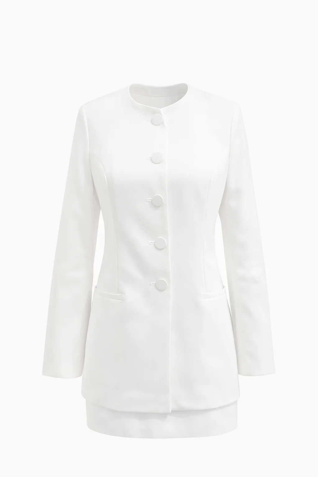 MADELEINE SET — Round-Neck Tailored Jacket with Mini Skirt - Image 7
