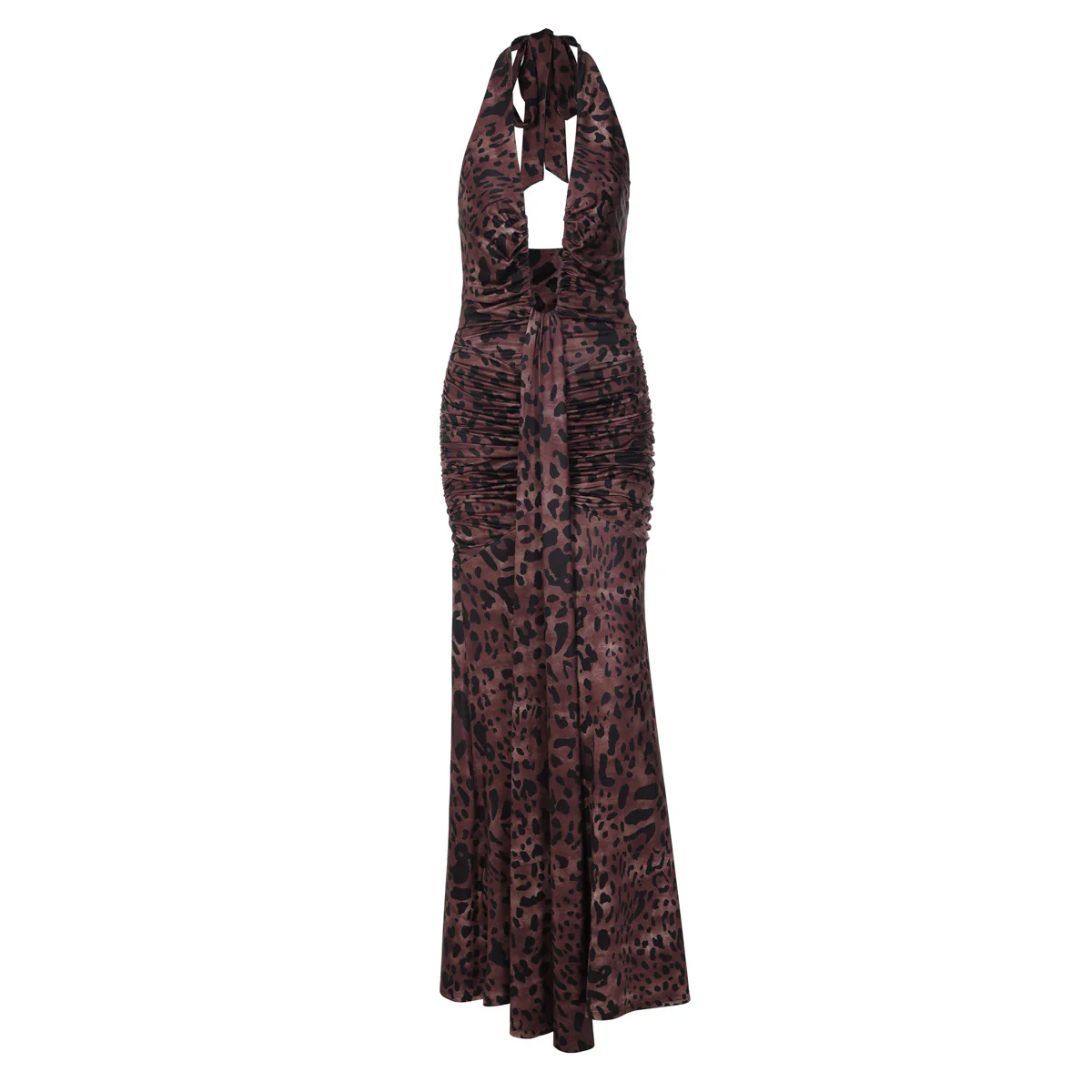 THE NOIRÉ DRESS — Deep-V Halter Leopard Maxi - Image 5