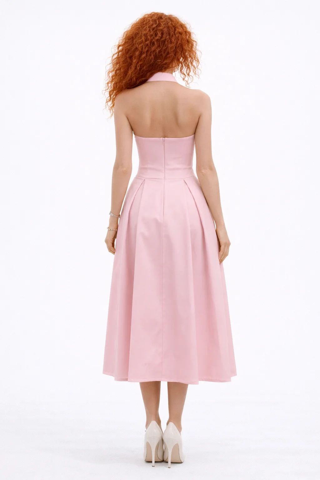 LUCIA DRESS — Halter Neck Open Back Midi Dress - Image 2