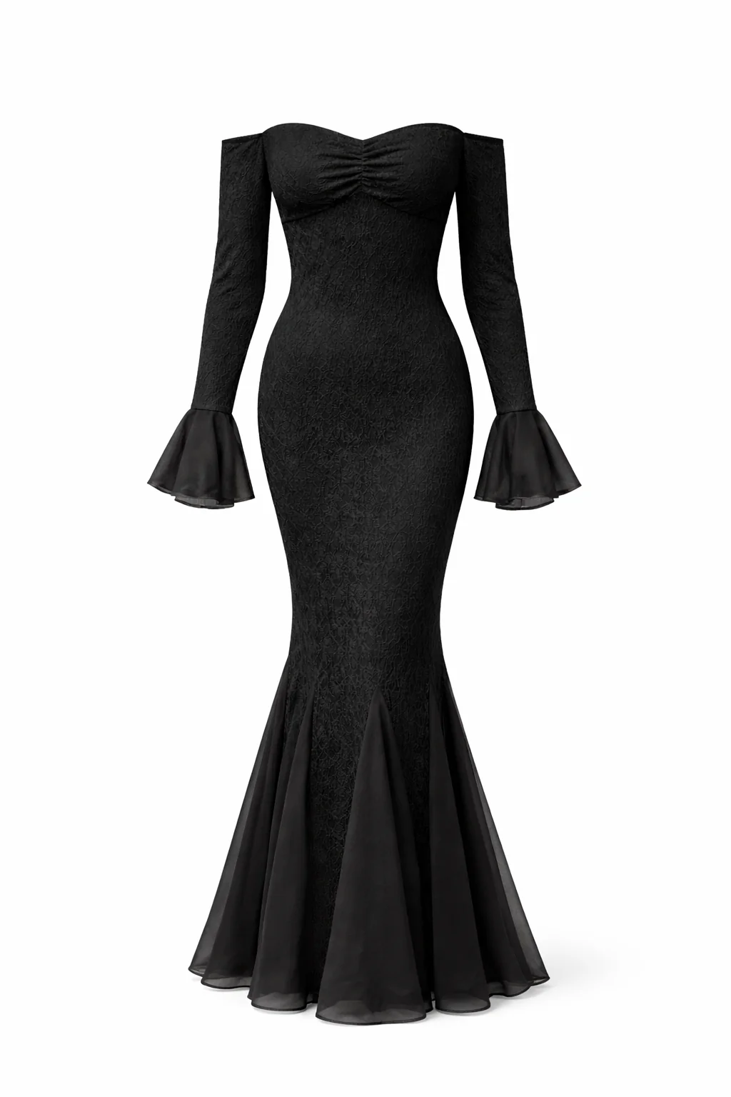 ODETTE GOWN — Off-Shoulder Mermaid with Bell Sleeves - Image 3