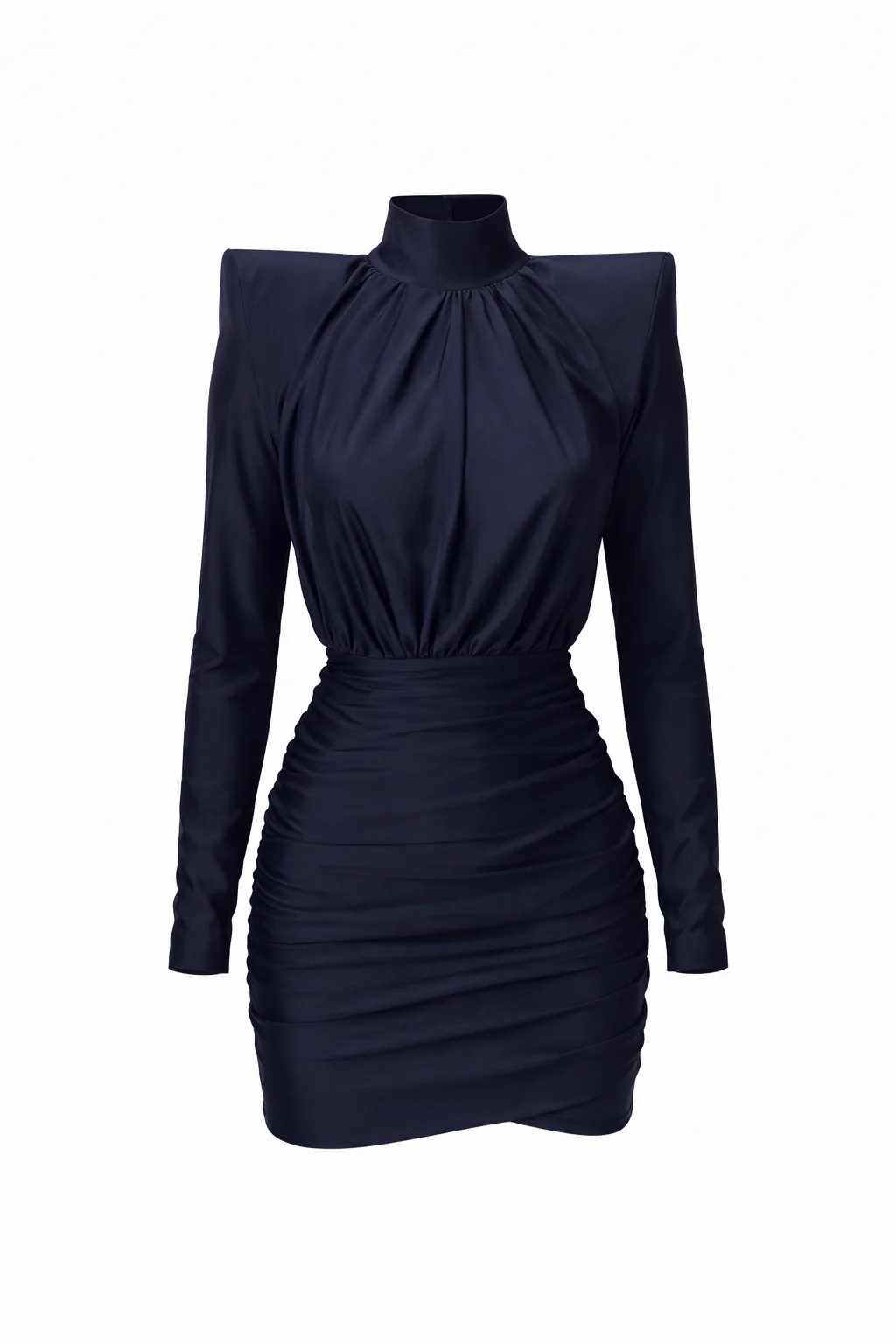 Arden Dress  — High-Neck Ruched Mini with Draped Bodice - Image 3