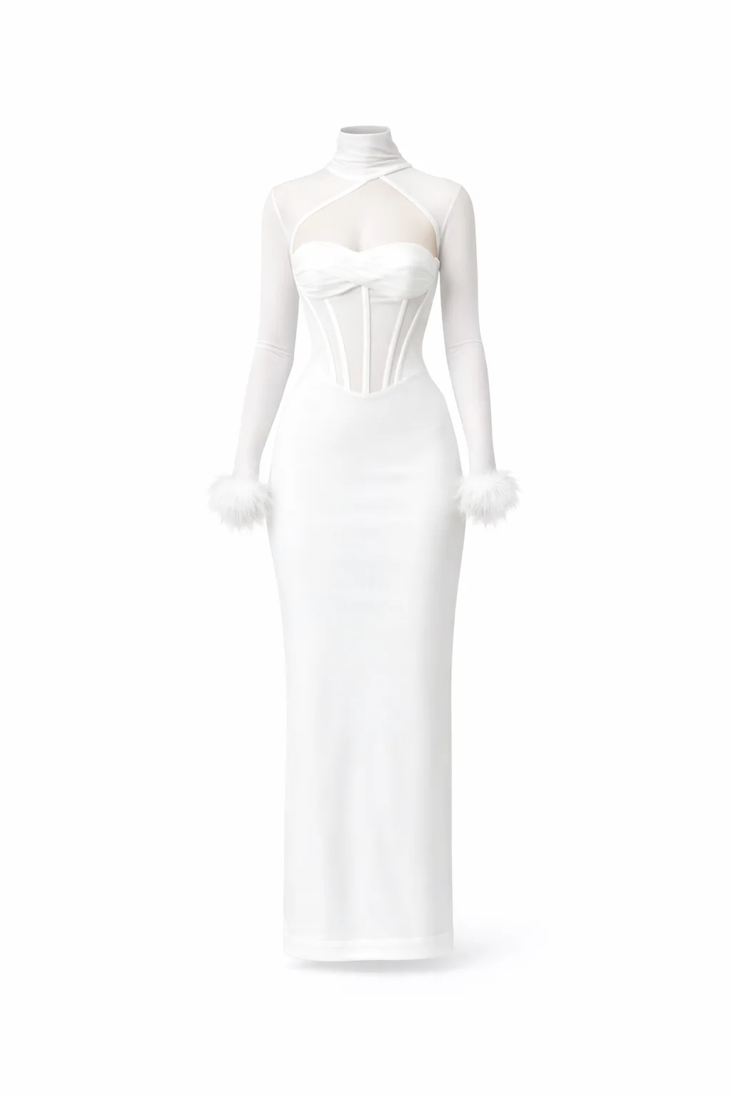 Bianca Velour Mesh Corset Maxi Dress - Image 7