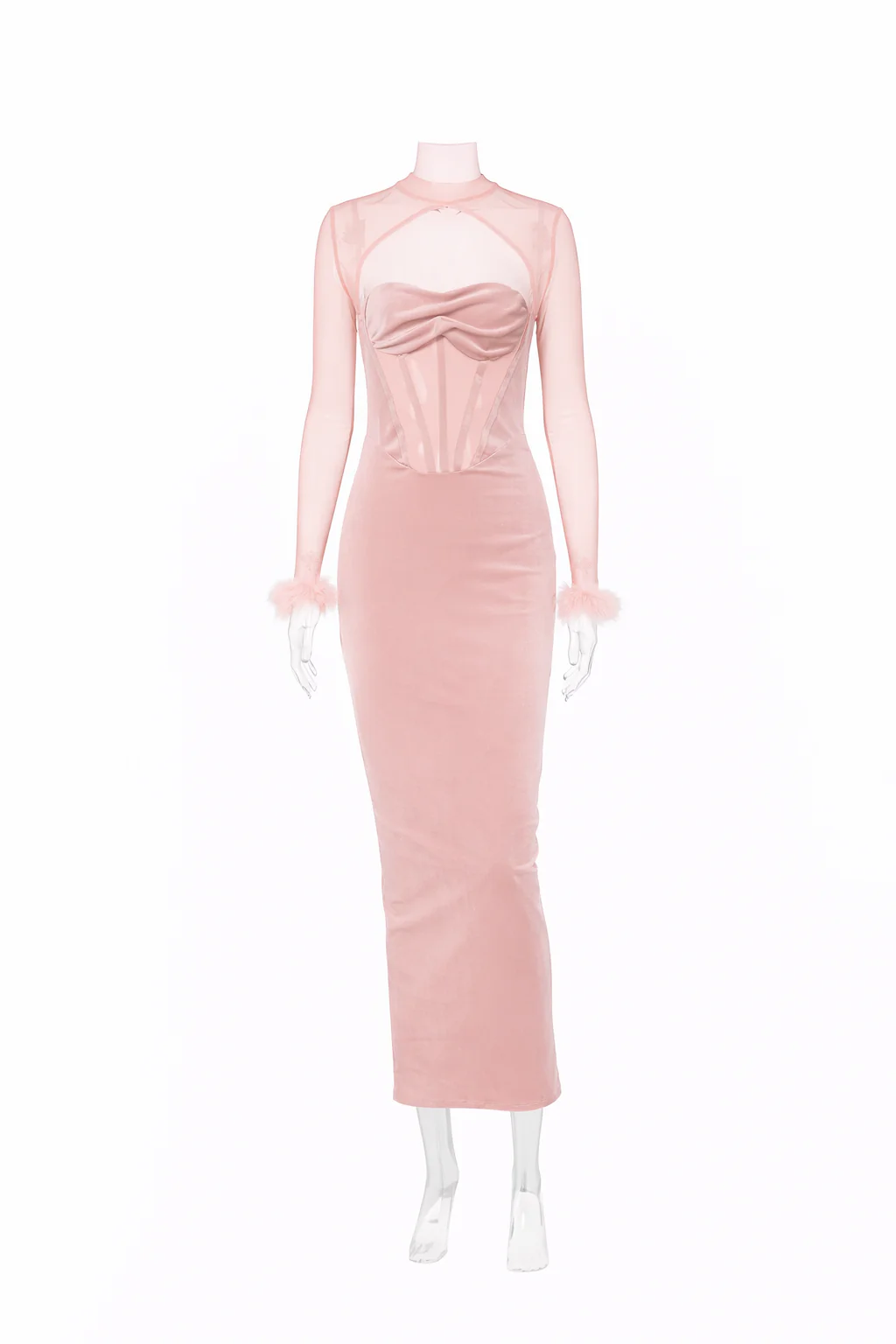 Bianca Velour Mesh Corset Maxi Dress - Image 8