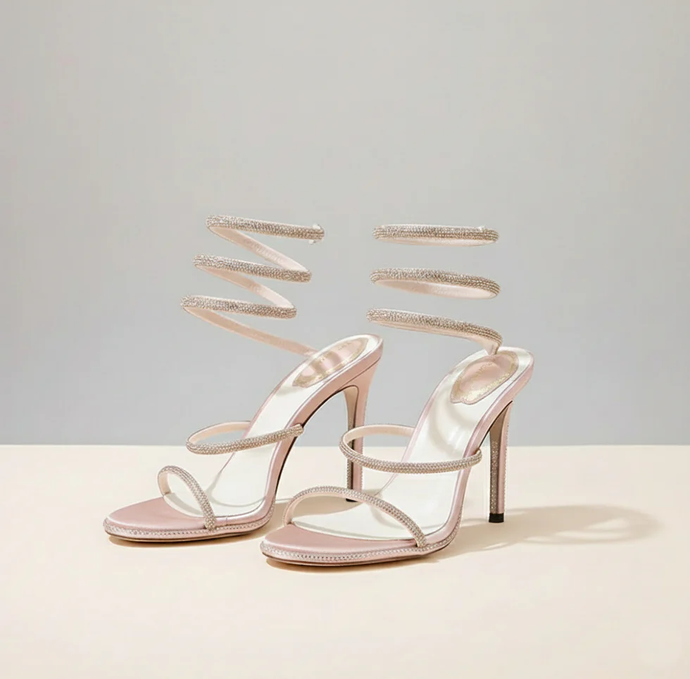 Serpentine Crystal Wrap Stiletto Sandals - Image 2